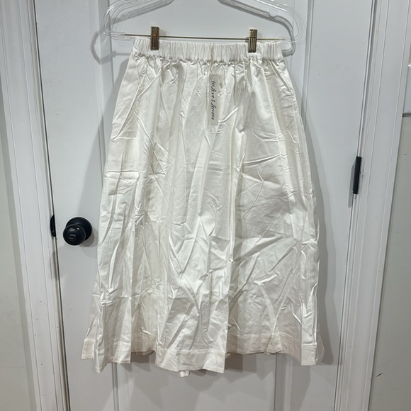 *NEW* FOR LOVE & LEMONS CLEMENTINE MIDI POPLIN SKIRT SMALL WHITE - Picture 4 of 8